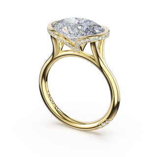 Oval East-West Semi Bezel Solitaire Engagement Ring in 14kt Yellow Gold