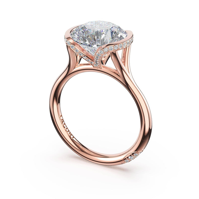 Round East-West Semi Bezel Solitaire Engagement Ring in 14kt Rose Gold