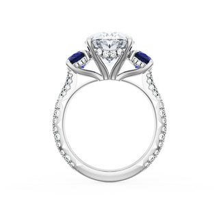 Oval 3-Stone Engagement Ring in Blue Sapphire