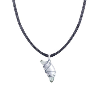 White Topaz Crescent Cookie Necklace in Silver