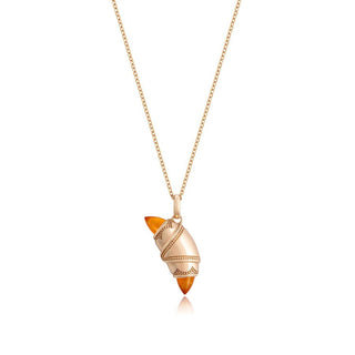 Carnelian Crescent Cookie Necklace in 14kt Rose Gold