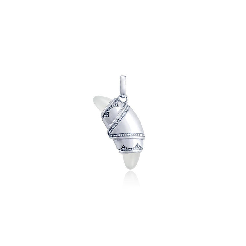White Moonstone Crescent Cookie Charm in 14kt White Gold