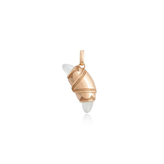 White Moonstone Crescent Cookie Charm in 14kt Rose Gold