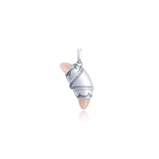 Light Pink Agate Crescent Cookie Charm in 14kt White Gold