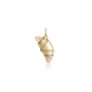 Light Pink Agate Crescent Cookie Charm in 14kt Yellow Gold