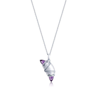 Amethyst Crescent Cookie Necklace in 14kt White Gold