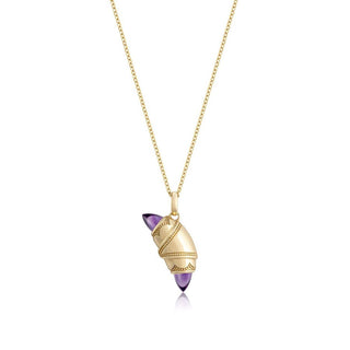 Amethyst Crescent Cookie Necklace in 14kt Yellow Gold