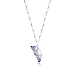 Amethyst Crescent Cookie Necklace in Silver
