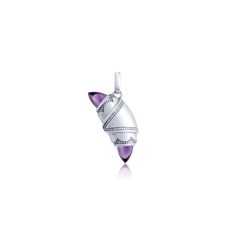 Amethyst Crescent Cookie Charm in Silver