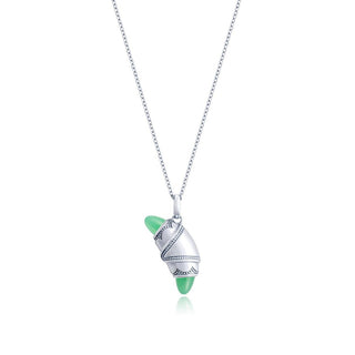 Chrysoprase Crescent Cookie Necklace in 14kt White Gold