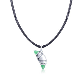 Chrysoprase Crescent Cookie Necklace in Silver