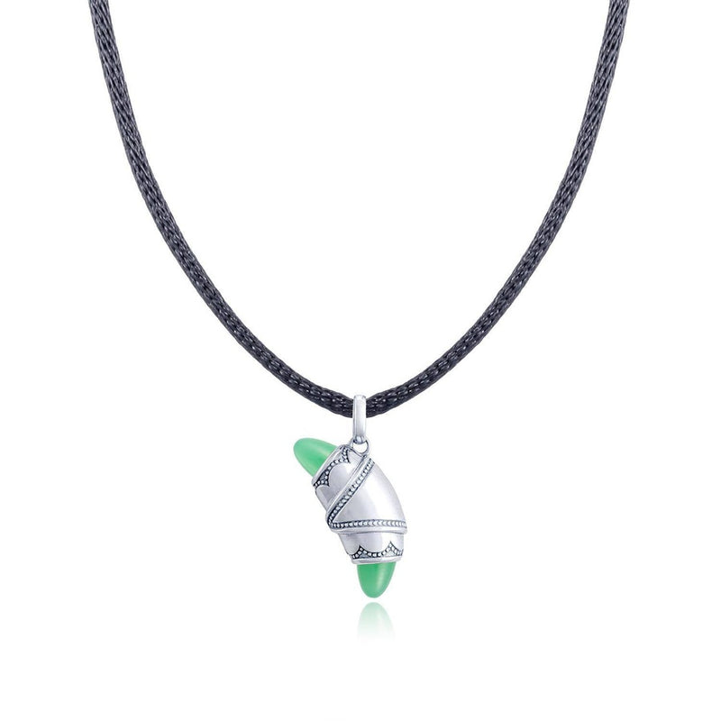 Chrysoprase Crescent Cookie Necklace in Silver