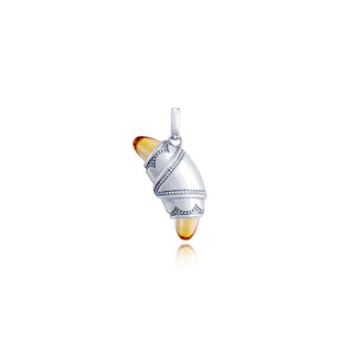 Citrine Crescent Cookie Charm in 14kt White Gold
