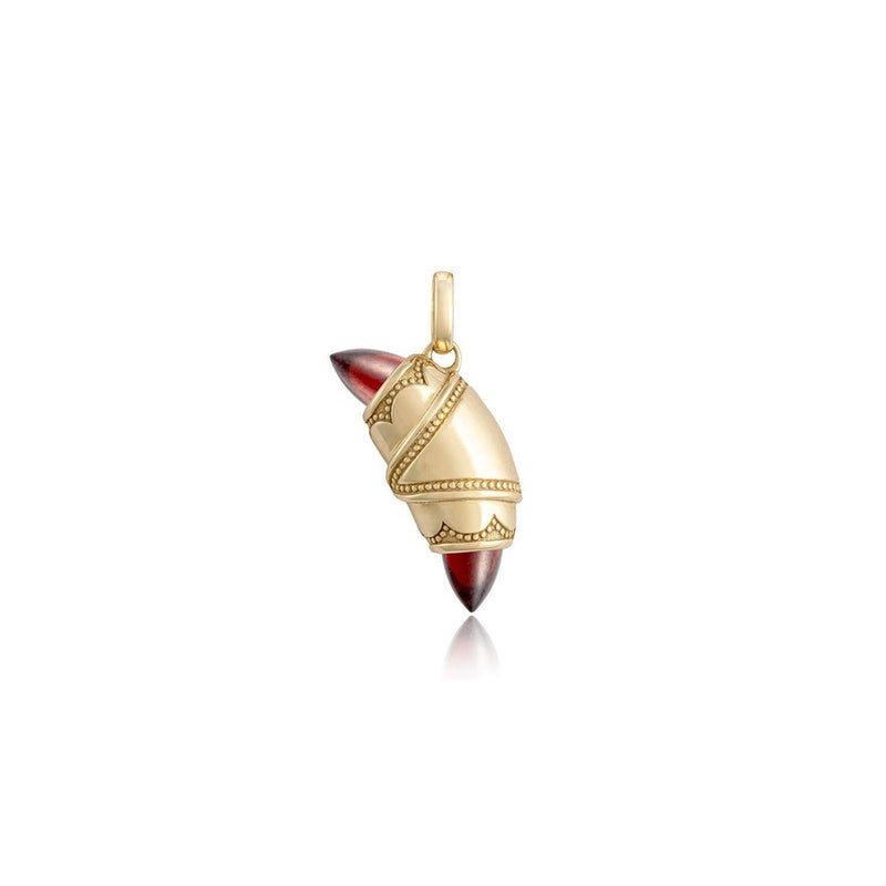 Garnet Crescent Cookie Charm in 14kt Yellow Gold