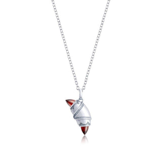 Garnet Crescent Cookie Necklace in Silver