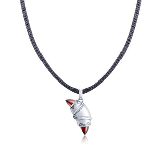 Garnet Crescent Cookie Necklace in Silver