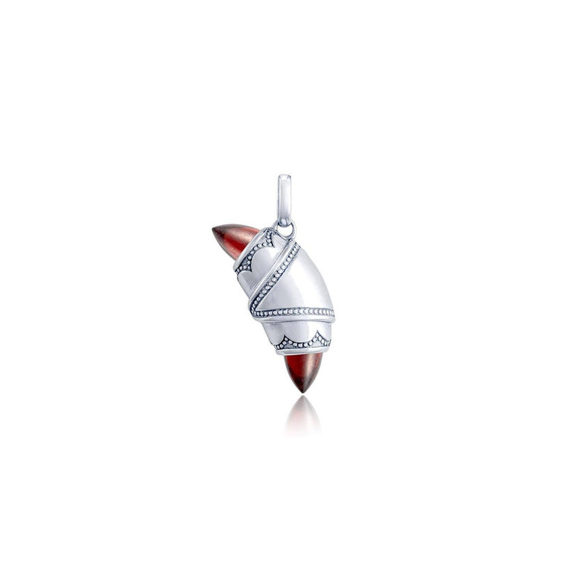 Garnet Crescent Cookie Charm in Silver