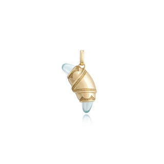 Aquamarine Crescent Cookie Charm in 14kt Yellow Gold