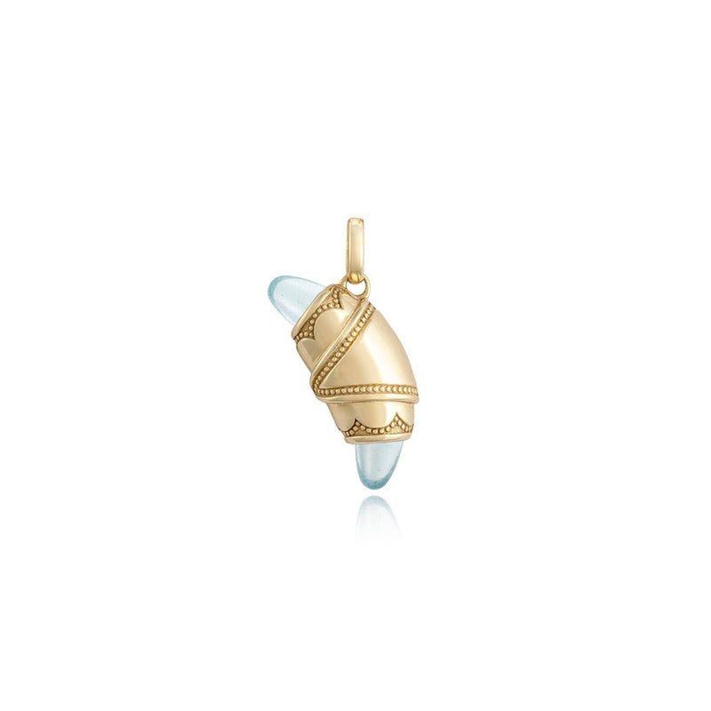 Aquamarine Crescent Cookie Charm in 14kt Yellow Gold