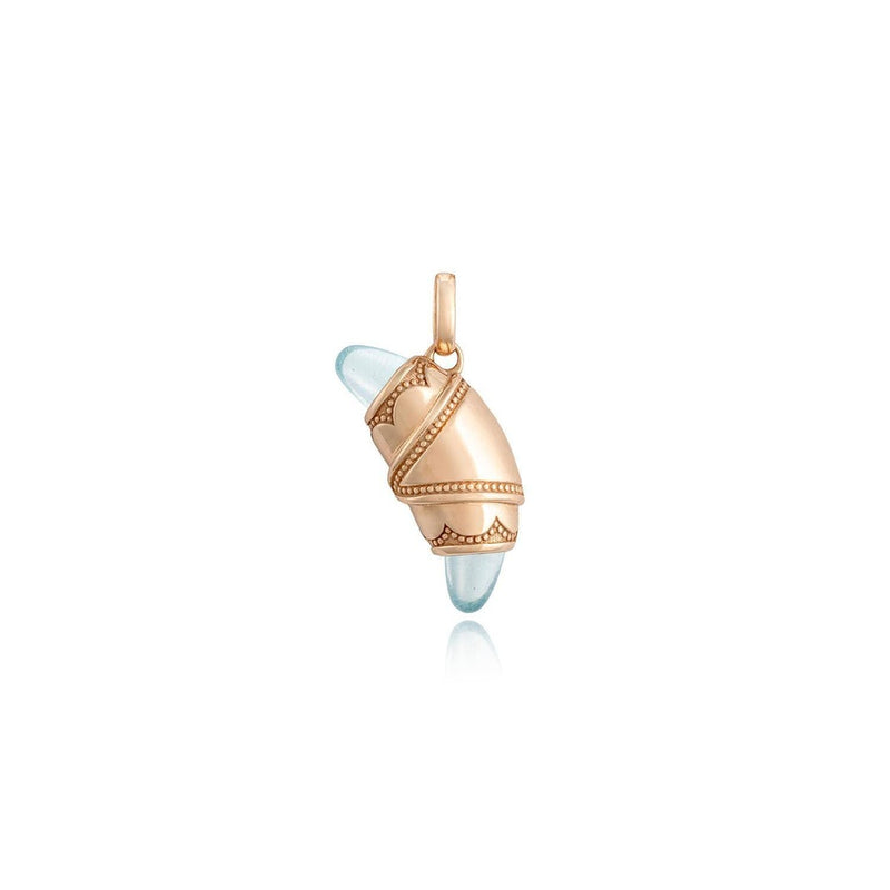 Aquamarine Crescent Cookie Charm in 14kt Rose Gold