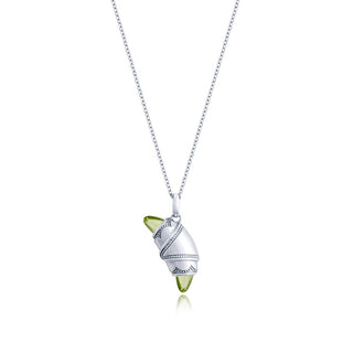 Peridot Crescent Cookie Necklace in 14kt White Gold