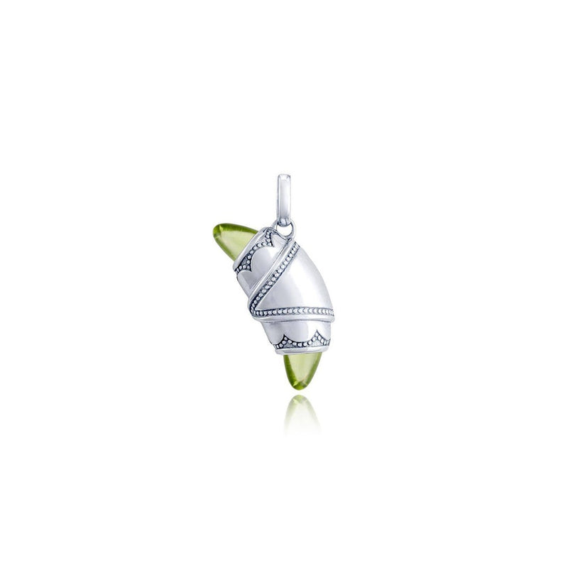 Peridot Crescent Cookie Charm in 14kt White Gold