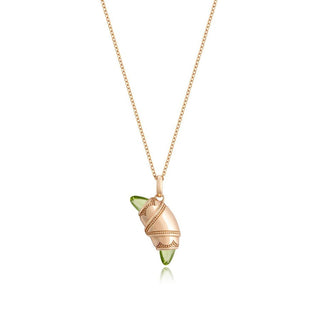 Peridot Crescent Cookie Necklace in 14kt Rose Gold