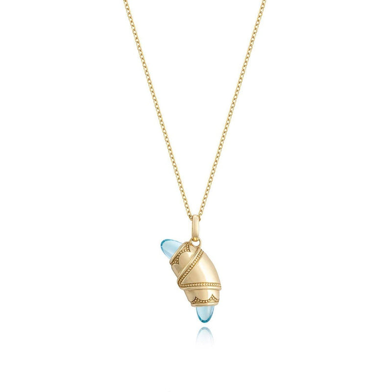 Swiss Topaz Crescent Cookie Necklace in 14kt Yellow Gold