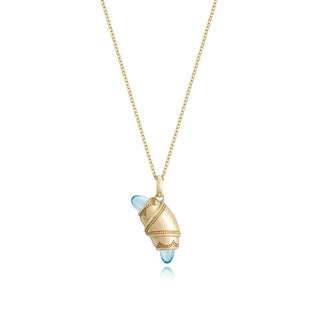 Swiss Topaz Crescent Cookie Necklace in 14kt Yellow Gold