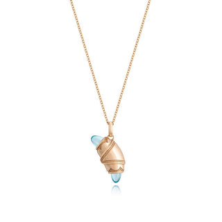 Swiss Topaz Crescent Cookie Necklace in 14kt Rose Gold