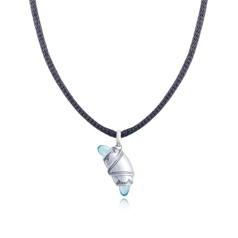 Swiss Topaz Crescent Cookie Necklace in Silver