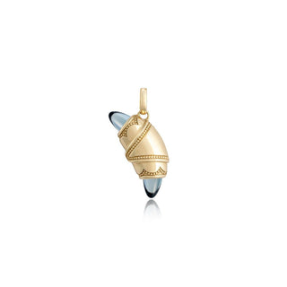 London Blue Topaz Crescent Cookie Charm in 14kt Yellow Gold