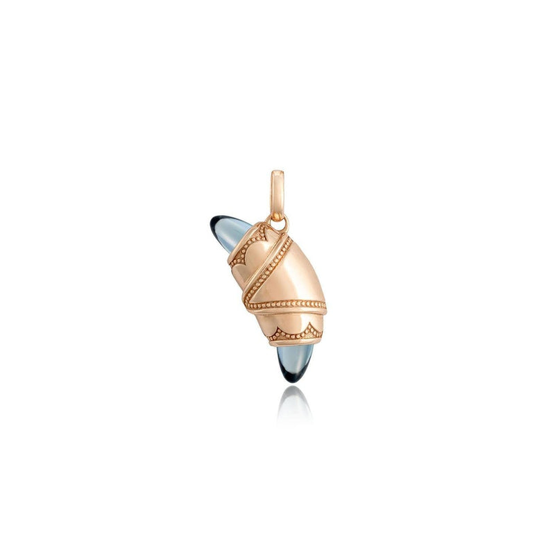 London Blue Topaz Crescent Cookie Charm in 14kt Rose Gold