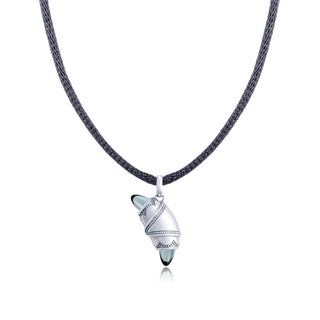 London Blue Topaz Crescent Cookie Necklace in Silver