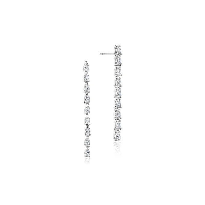 Pear Diamond Drop Earrings in 18k White Gold