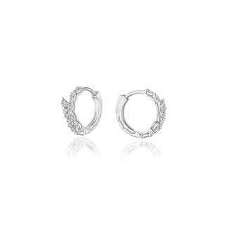 Medium Hoop Pear Diamond Earrings in 18k White Gold