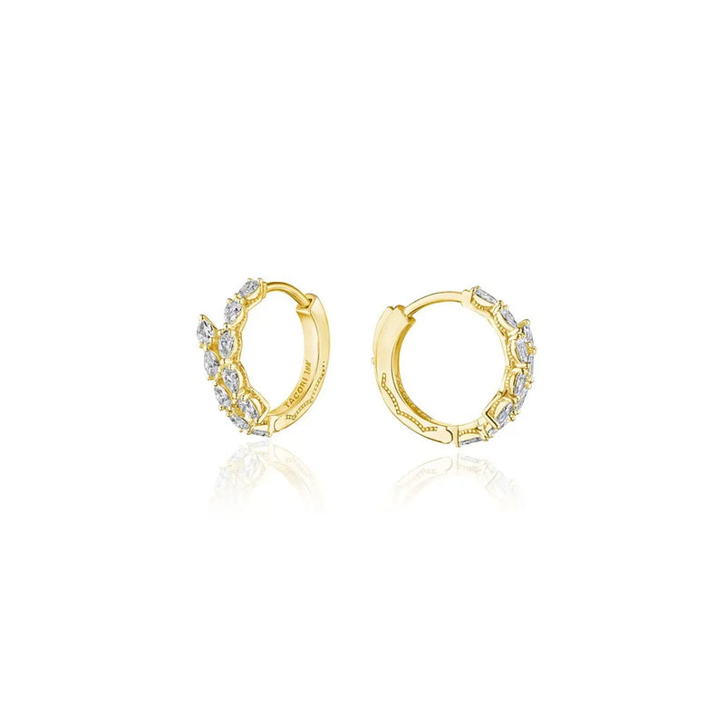Medium Hoop Pear Diamond Earrings in 18k Yellow Gold