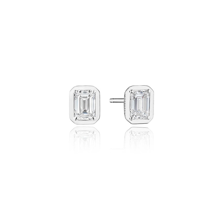 Emerald Diamond Stud Earring - 1ct