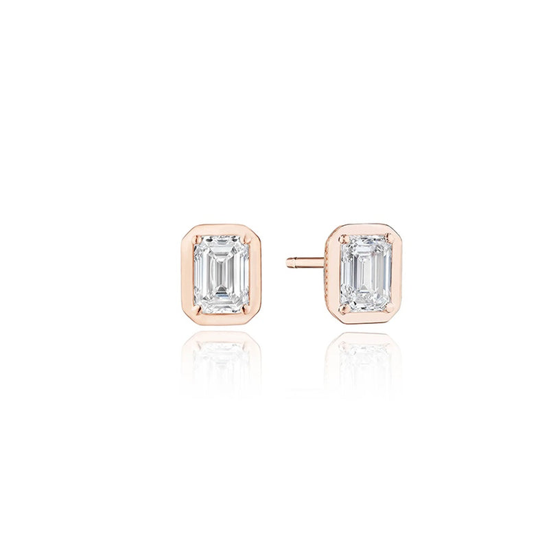 Emerald Diamond Stud Earring - 1ct