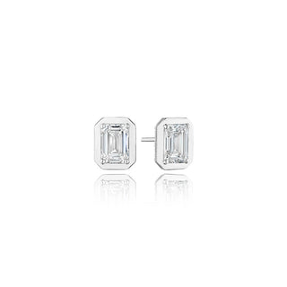 Emerald Diamond Stud Earring - 4.1ct