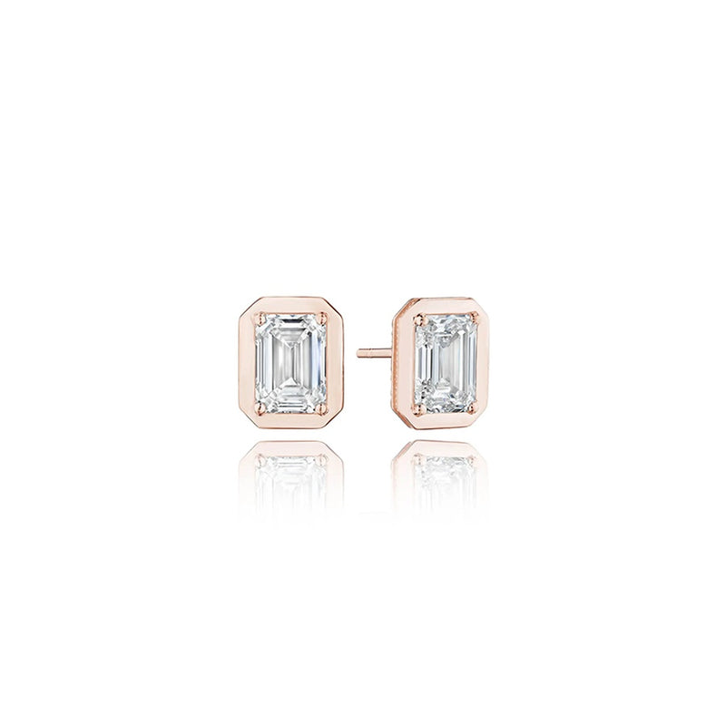 Emerald Diamond Stud Earring - 4.1ct