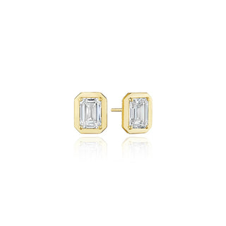 Emerald Diamond Stud Earring - 4.1ct