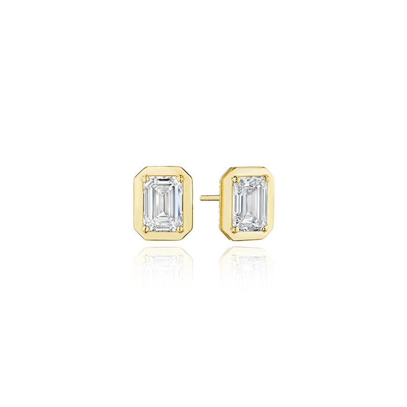 Emerald Diamond Stud Earring - 4.1ct