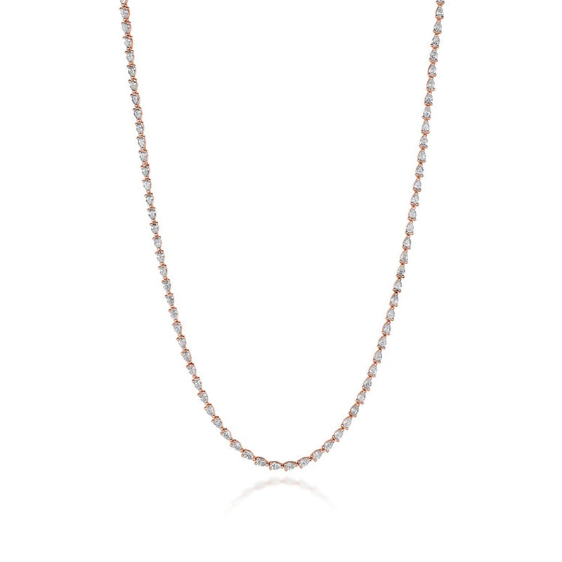 Pear Diamond Tennis Necklace in 18kt Rose Gold