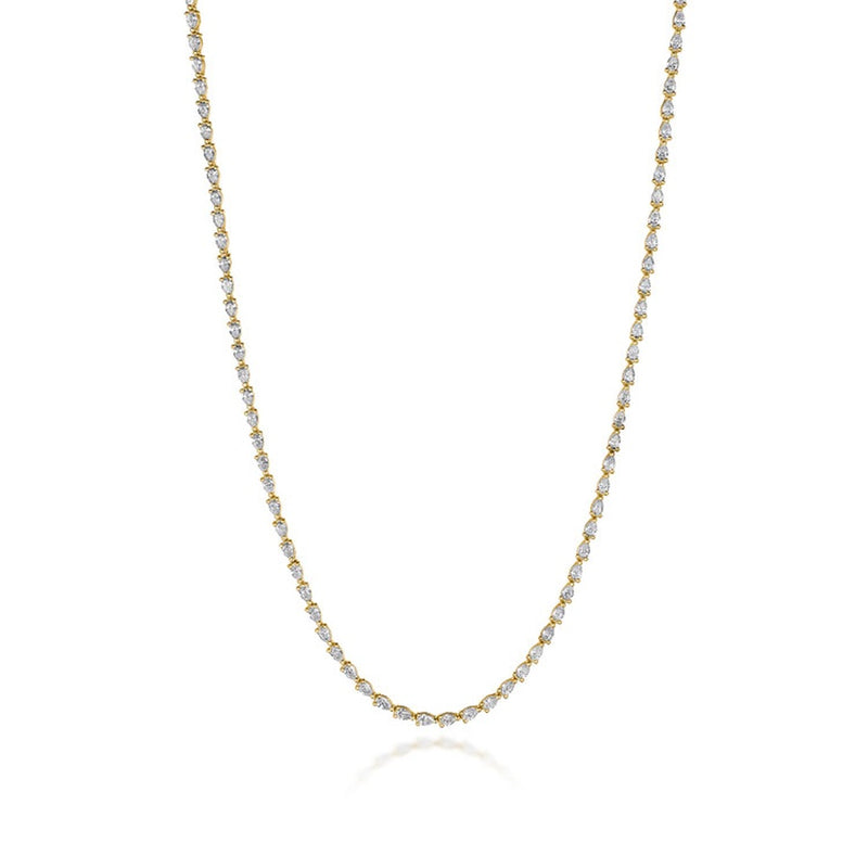 Pear Diamond Tennis Necklace in 18kt Yellow Gold