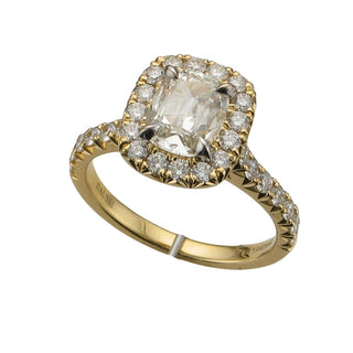 18K Yellow Gold Halo Pave Engagement Ring | Sparkling Brilliance