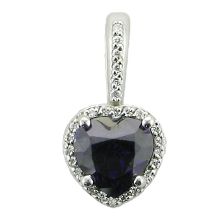 1.63CT LAB SAPPH;.13CTW SIGH HEART PEND