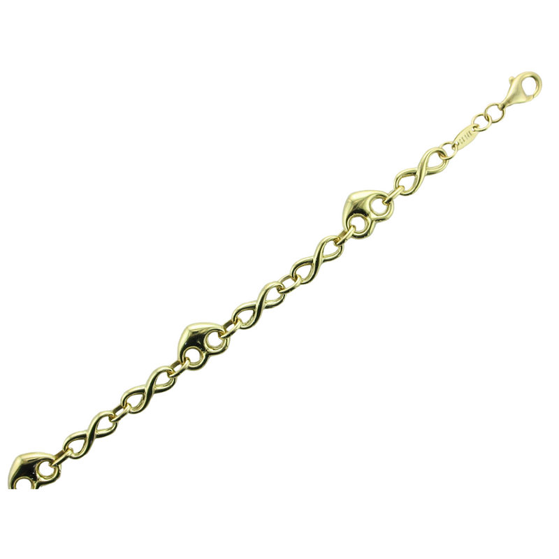 7.25" HEART INFINITY 14KY BRACELET