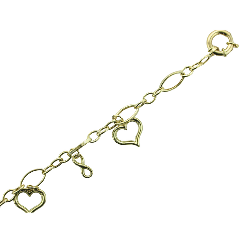7.25" OPEN HEART & INFINITY 14KY BRACELET