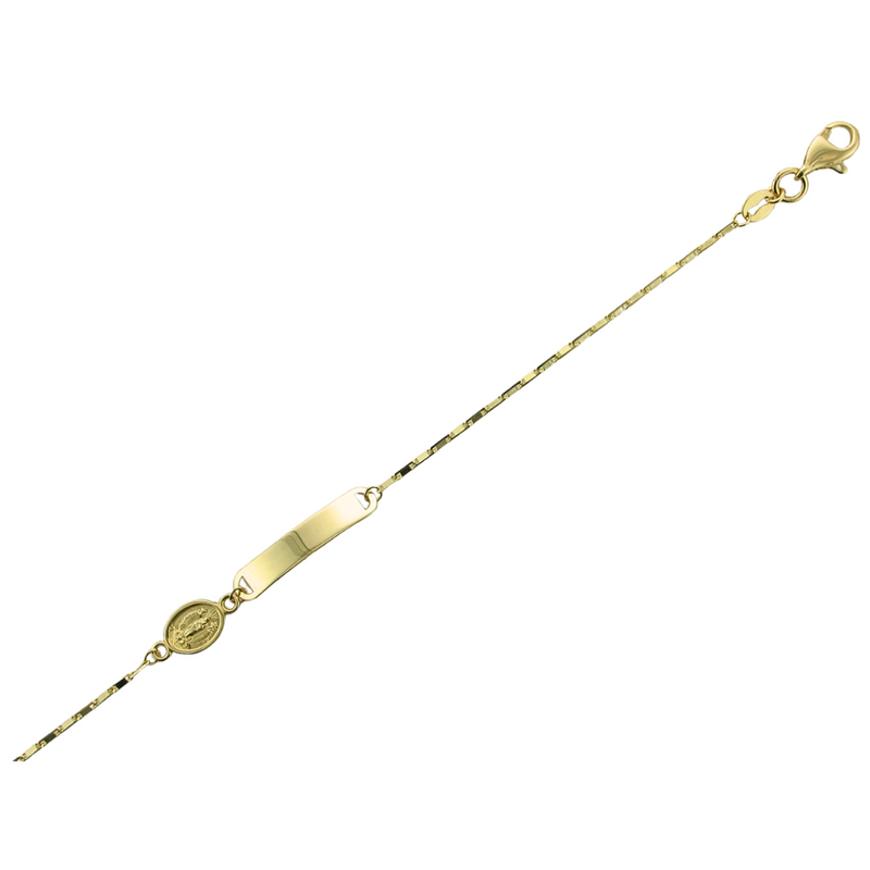 6" ID/MARY CHARM 14KY BRACELET